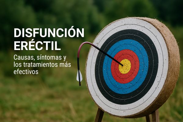 Flecha encorvada hacia abajo representando la falta de erección